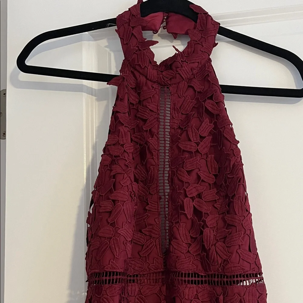 Bardot Elegant Backless Wine Lace Dress 8